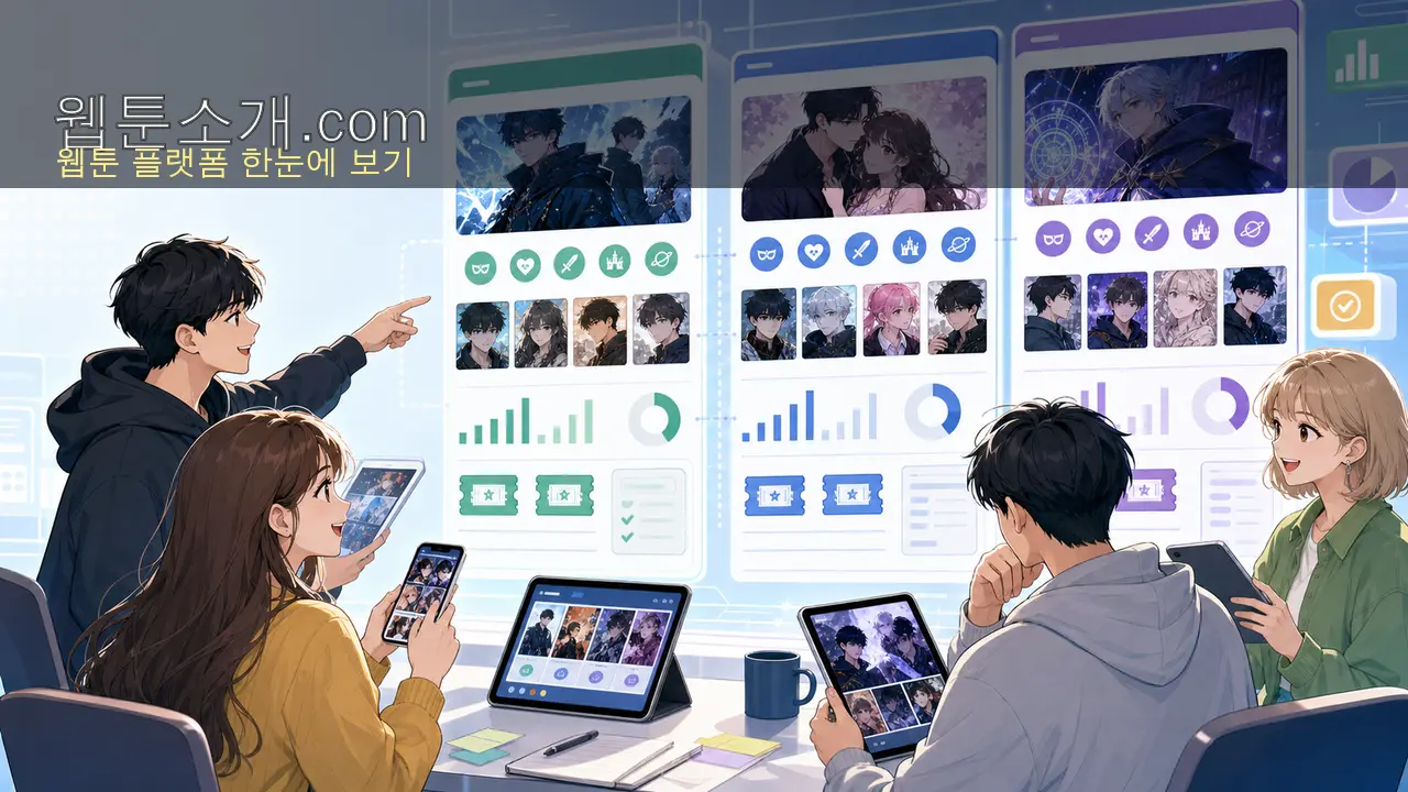 웹툰소개.com 웹툰 플랫폼 한눈에 보기 이미지
